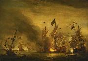 VELDE, Willem van de, the Younger The burning of the Royal James at the Battle of Solebay France oil painting artist